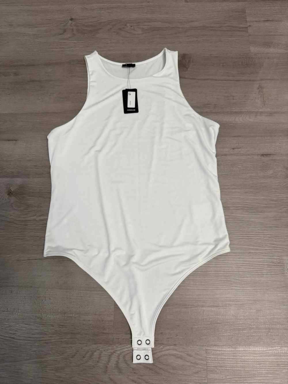 Express White Sleeveless Snap-Closure Bodysuit new size large